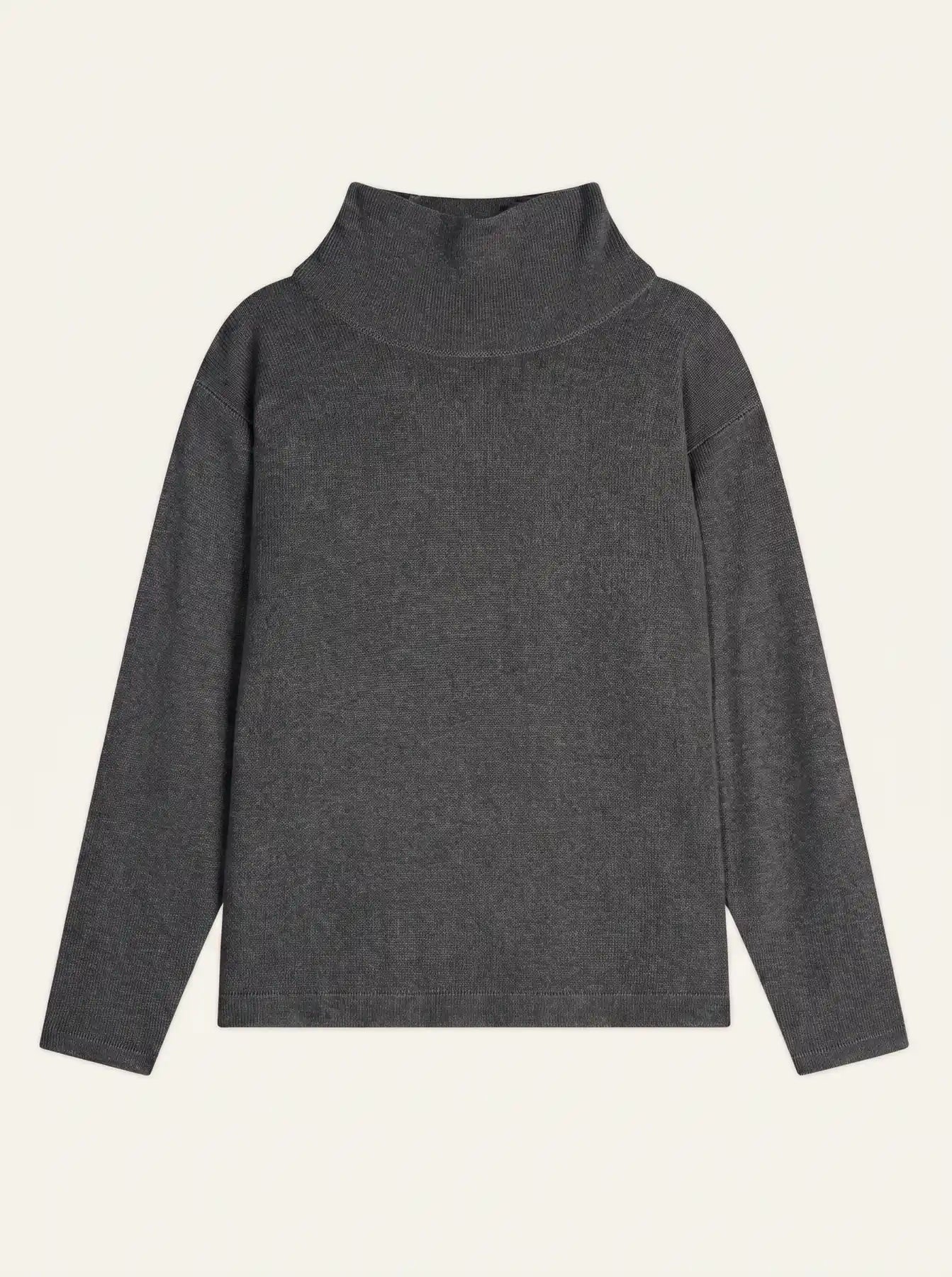 CHEVIOT pull col montant bénitier anthracite chiné
