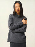 CHEVIOT pull col montant bénitier anthracite chiné
