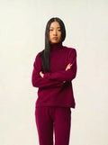 CHEVIOT Pullover Stehkragen Wasserfall Bordeaux