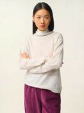 CHEVIOT pullover stehkragen wasserfall perlgrau meliert