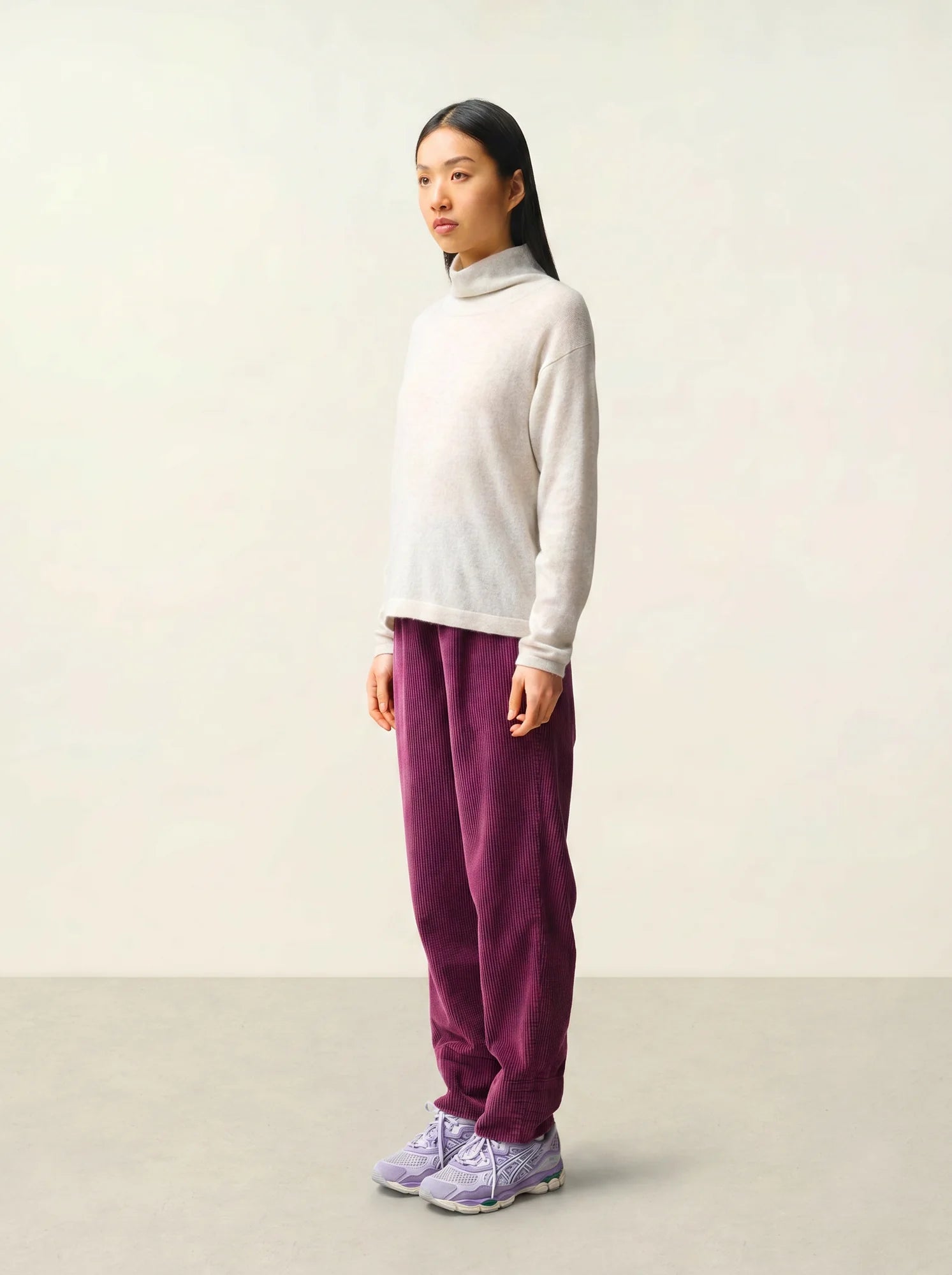CHEVIOT pullover stehkragen wasserfall perlgrau meliert