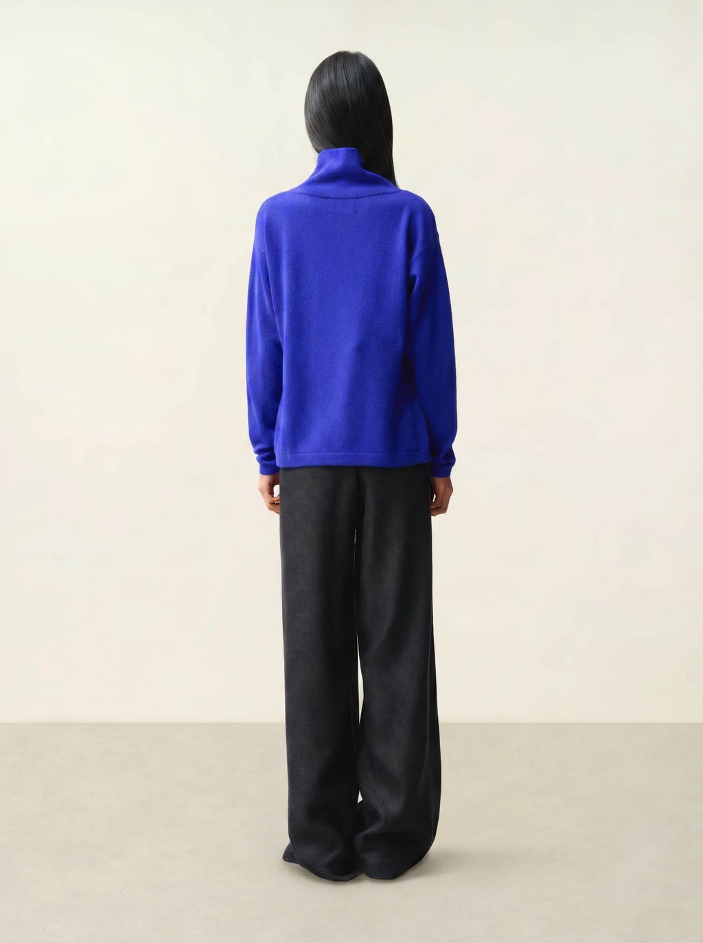 CHEVIOT pull col montant bénitier indigo