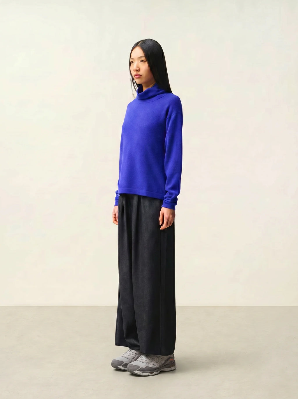 CHEVIOT pull col montant bénitier indigo