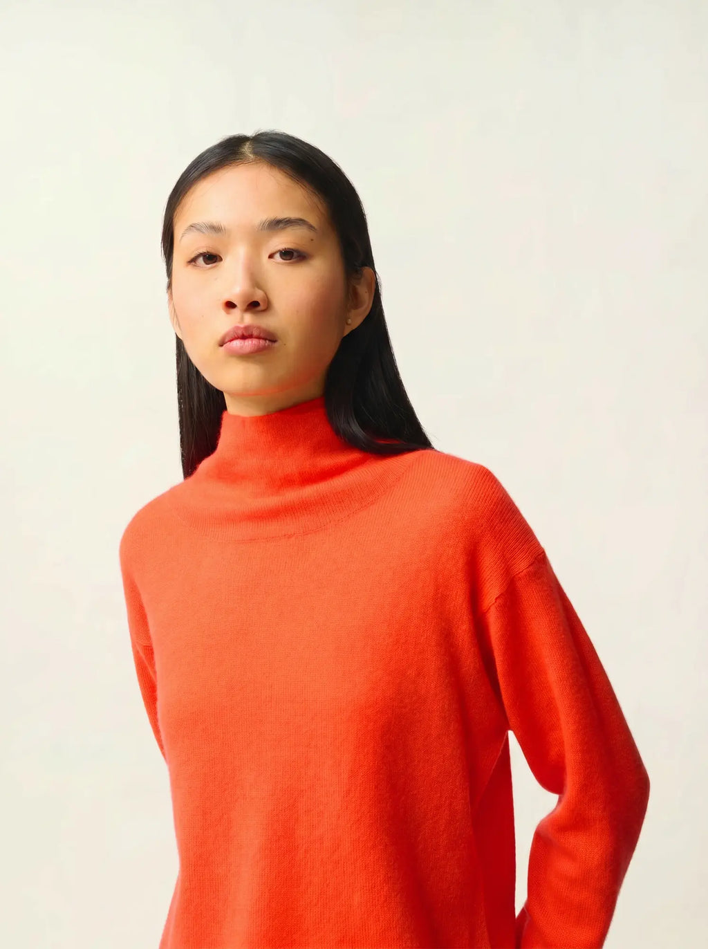 CHEVIOT Pullover Stehkragen Wasserfall Orange