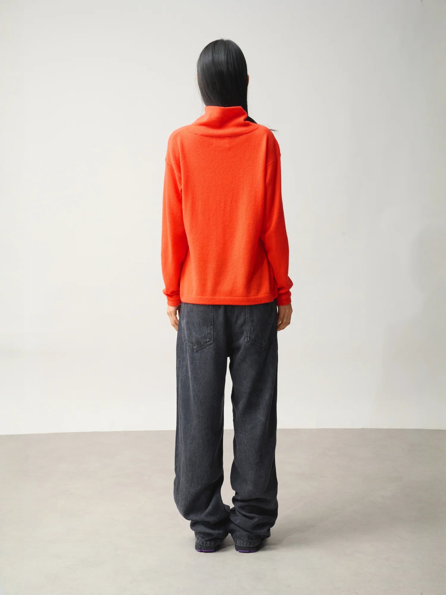 CHEVIOT Pullover Stehkragen Wasserfall Orange