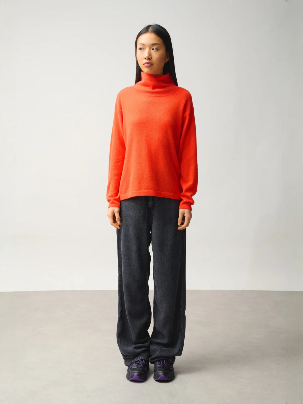 CHEVIOT Pullover Stehkragen Wasserfall Orange