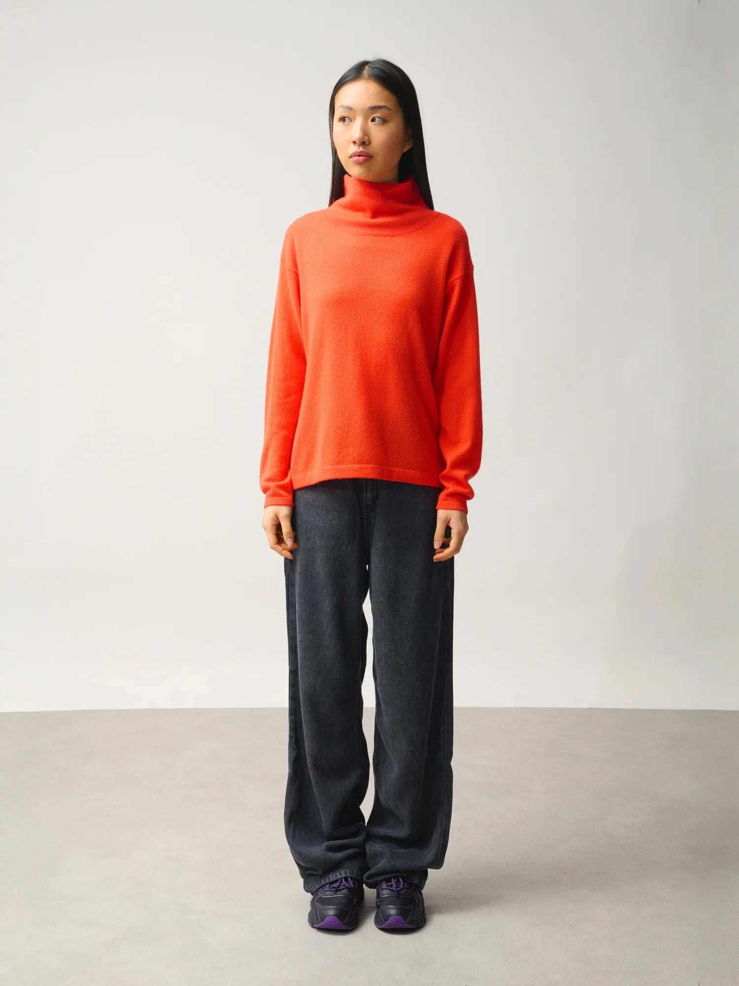 CHEVIOT Pullover Stehkragen Wasserfall Orange