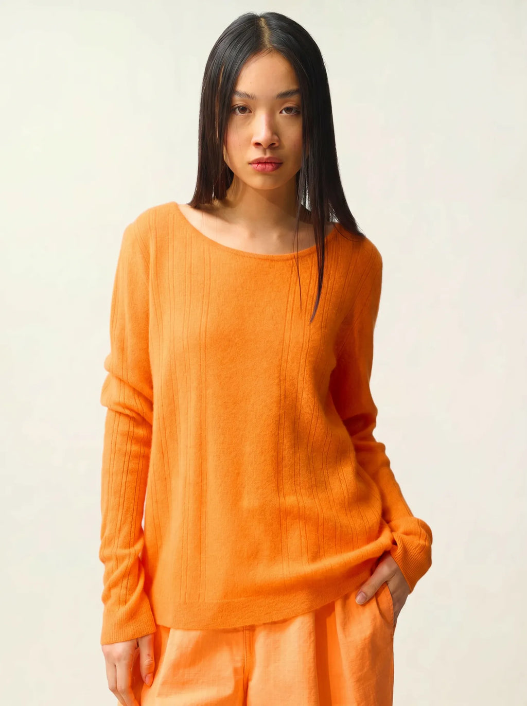 DIANA Pullover U-Boot-Ausschnitt Mandarine