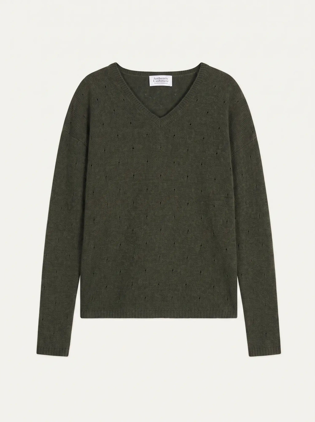 DOTY Pull Col V 4 Fils Kaki Chiné