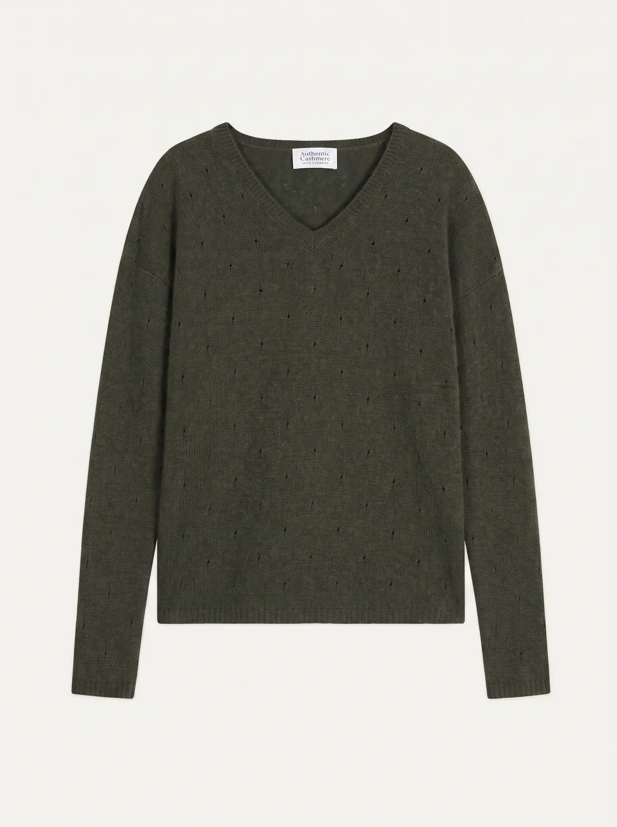 DOTY Pull Col V 4 Fils Kaki Chiné
