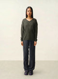 DOTY Pull Col V 4 Fils Kaki Chiné