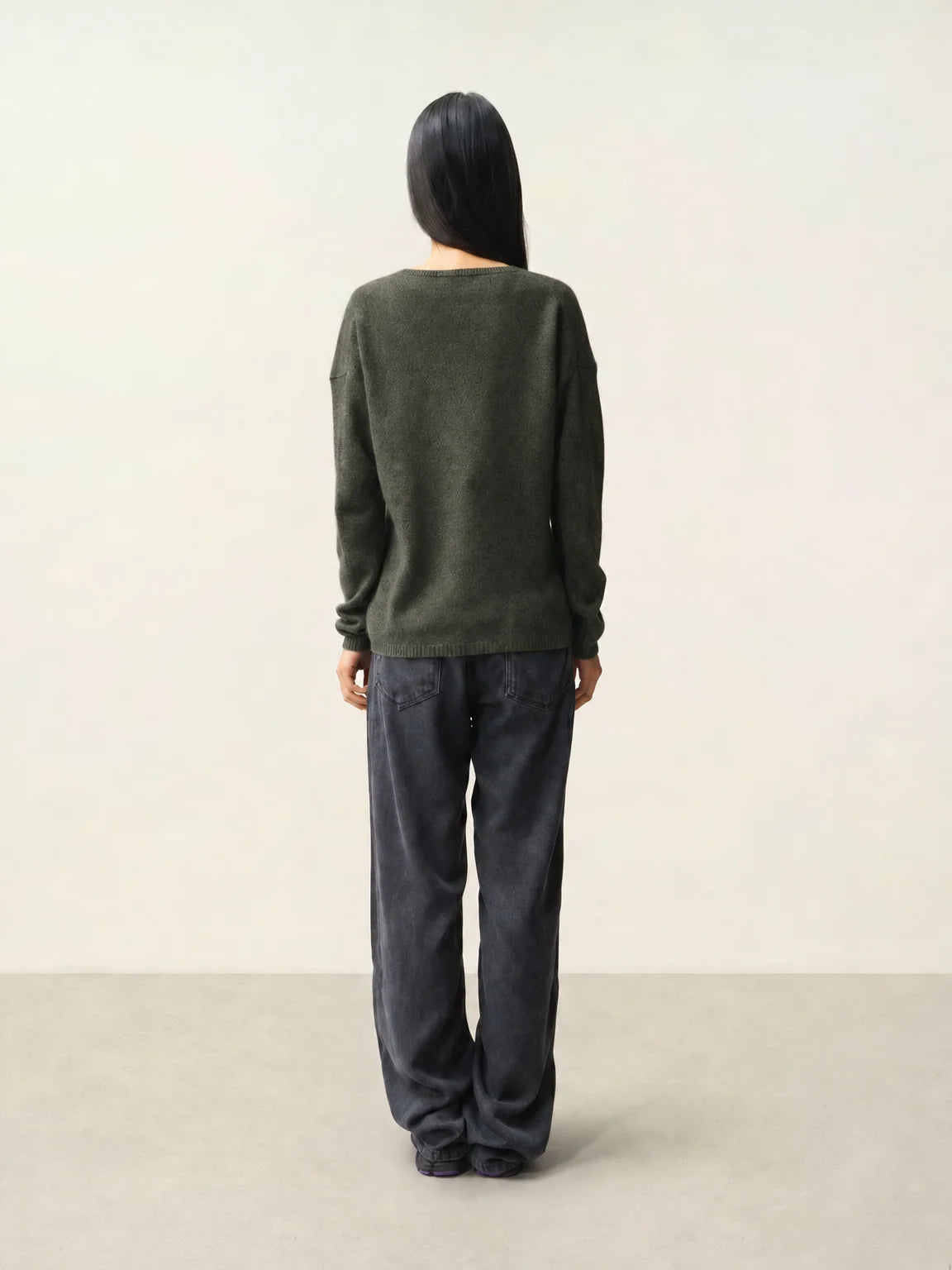 DOTY Pull Col V 4 Fils Kaki Chiné