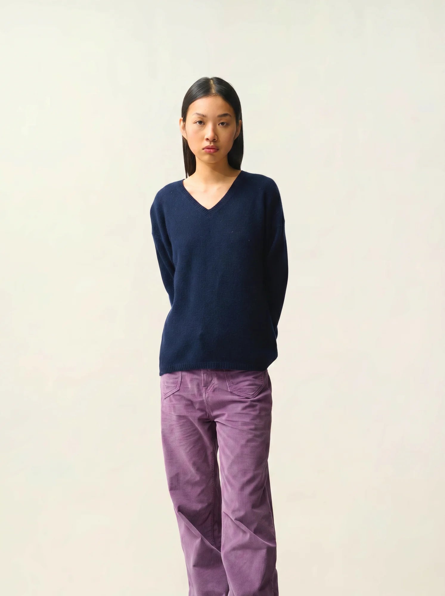 DOTY pullover v-ausschnitt 4-fädig marineblau