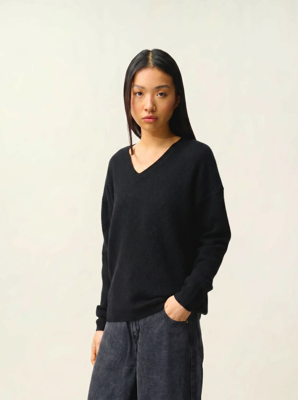 DOTY pullover v-ausschnitt 4-fädig schwarz