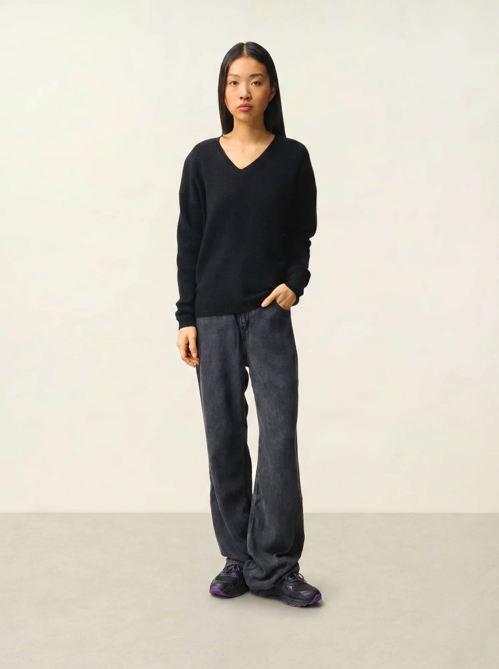 DOTY pullover v-ausschnitt 4-fädig schwarz