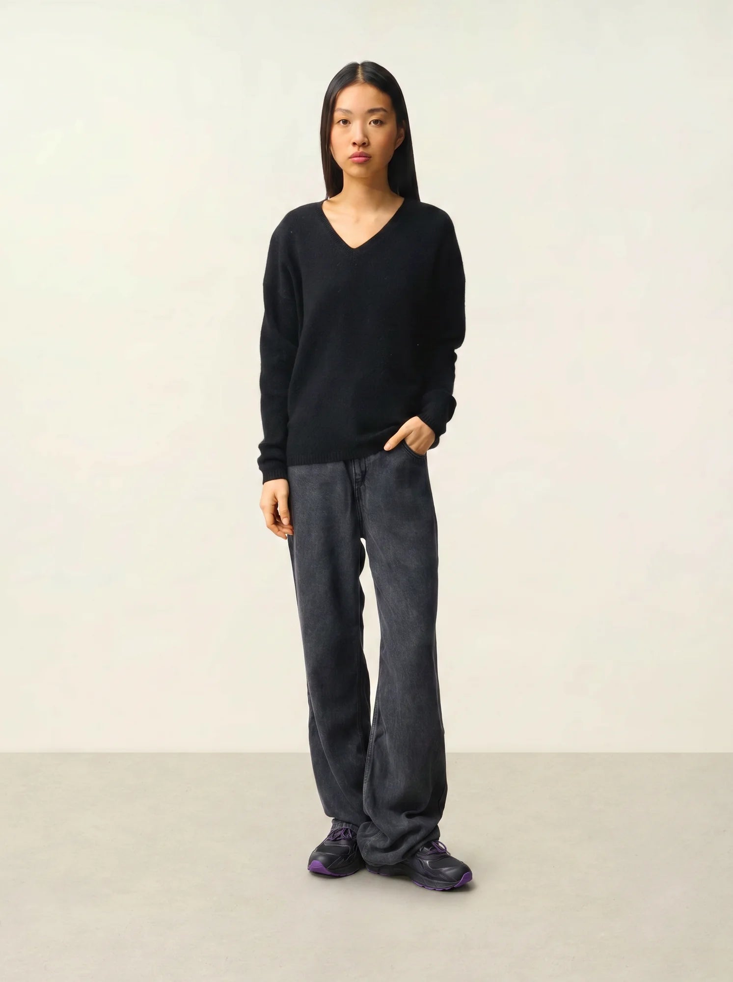 DOTY pullover v-ausschnitt 4-fädig schwarz
