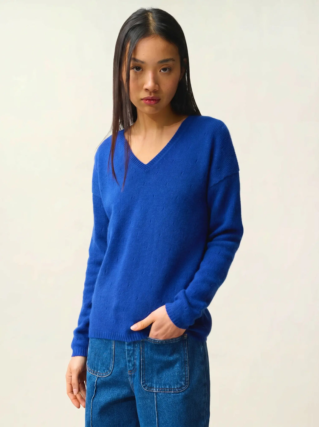 DOTY Pullover V-Ausschnitt 4-fädig Ultramarin