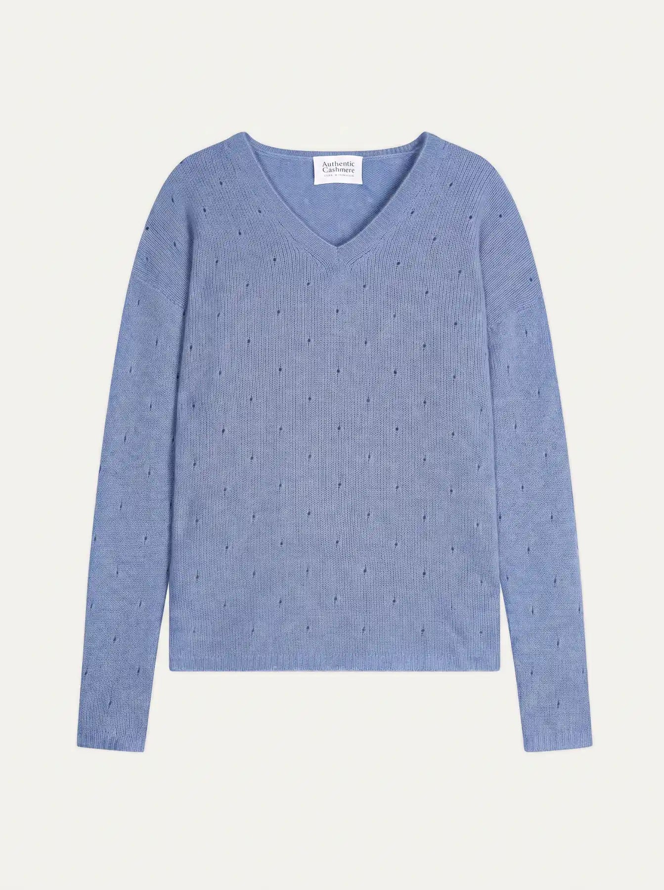 DOTY Pullover V-Ausschnitt 4-fädig Himmelblau