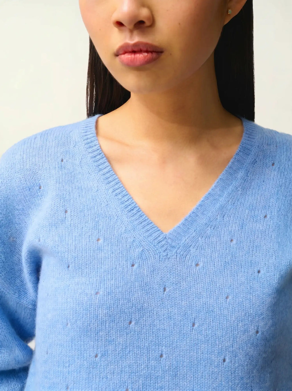 DOTY Pullover V-Ausschnitt 4-fädig Himmelblau