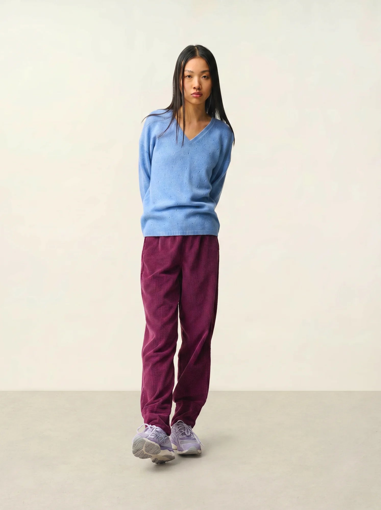 DOTY Pullover V-Ausschnitt 4-fädig Himmelblau