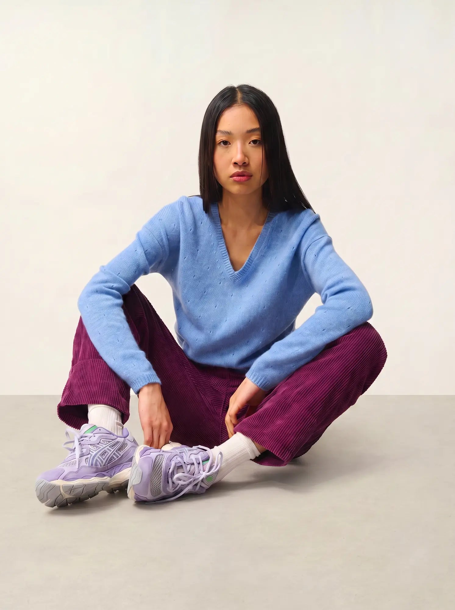 DOTY Pullover V-Ausschnitt 4-fädig Himmelblau