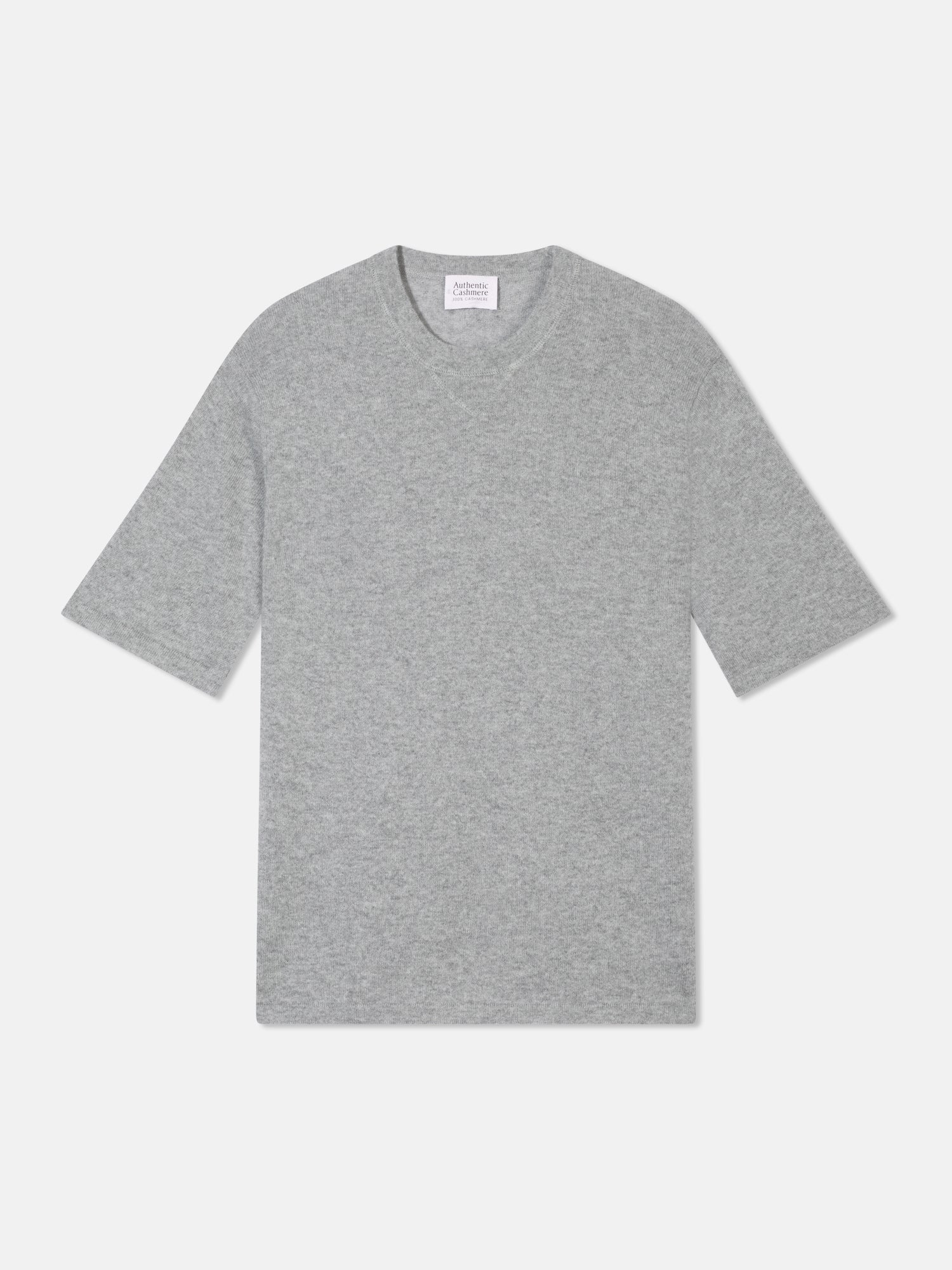 MAYA t-shirt col rond gris souris chiné 100% cachemire