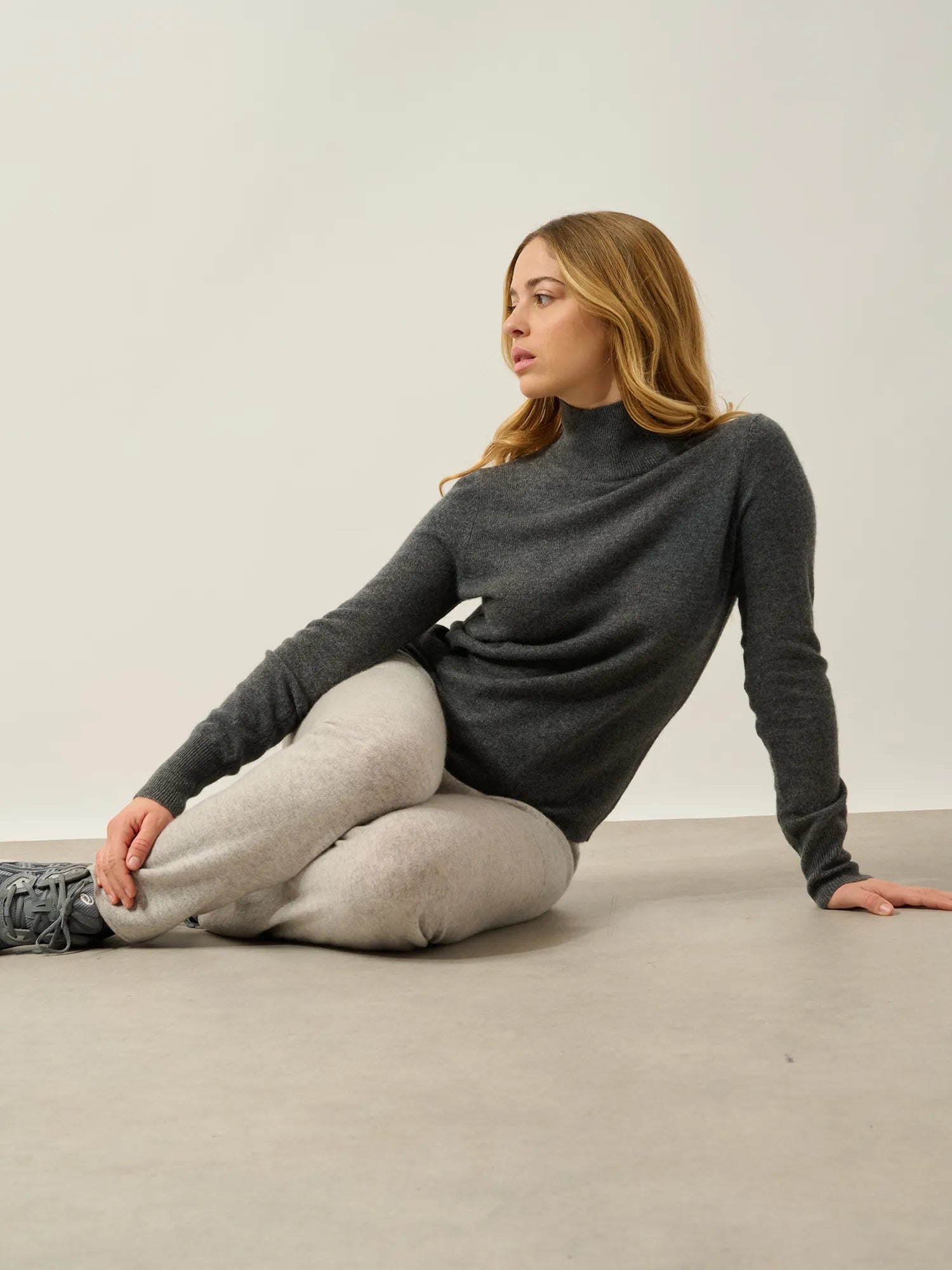 EILEEN pullover stehkragen anthrazit meliert