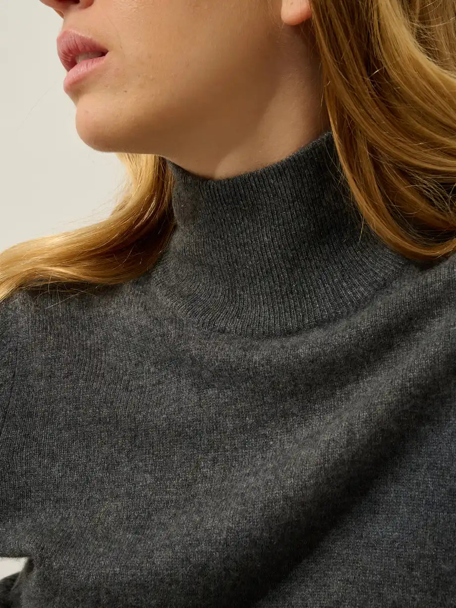 EILEEN pullover stehkragen anthrazit meliert