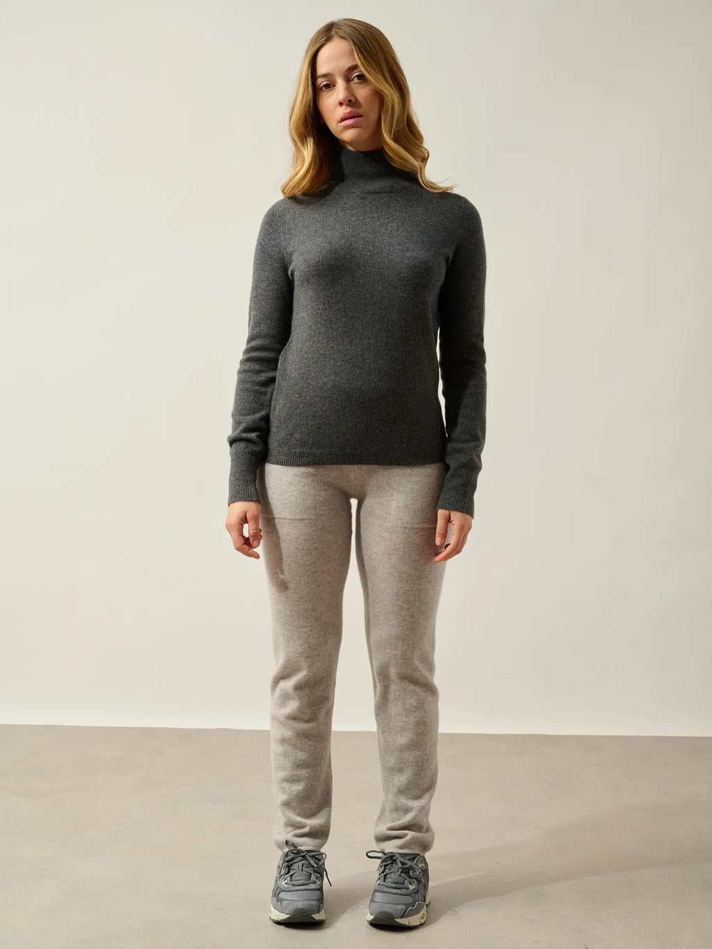 EILEEN pullover stehkragen anthrazit meliert