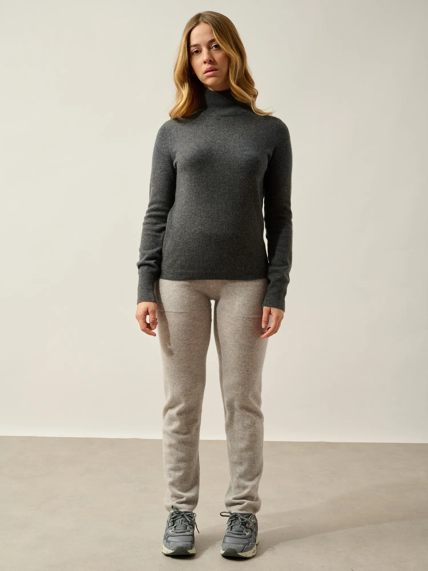 EILEEN pullover stehkragen anthrazit meliert