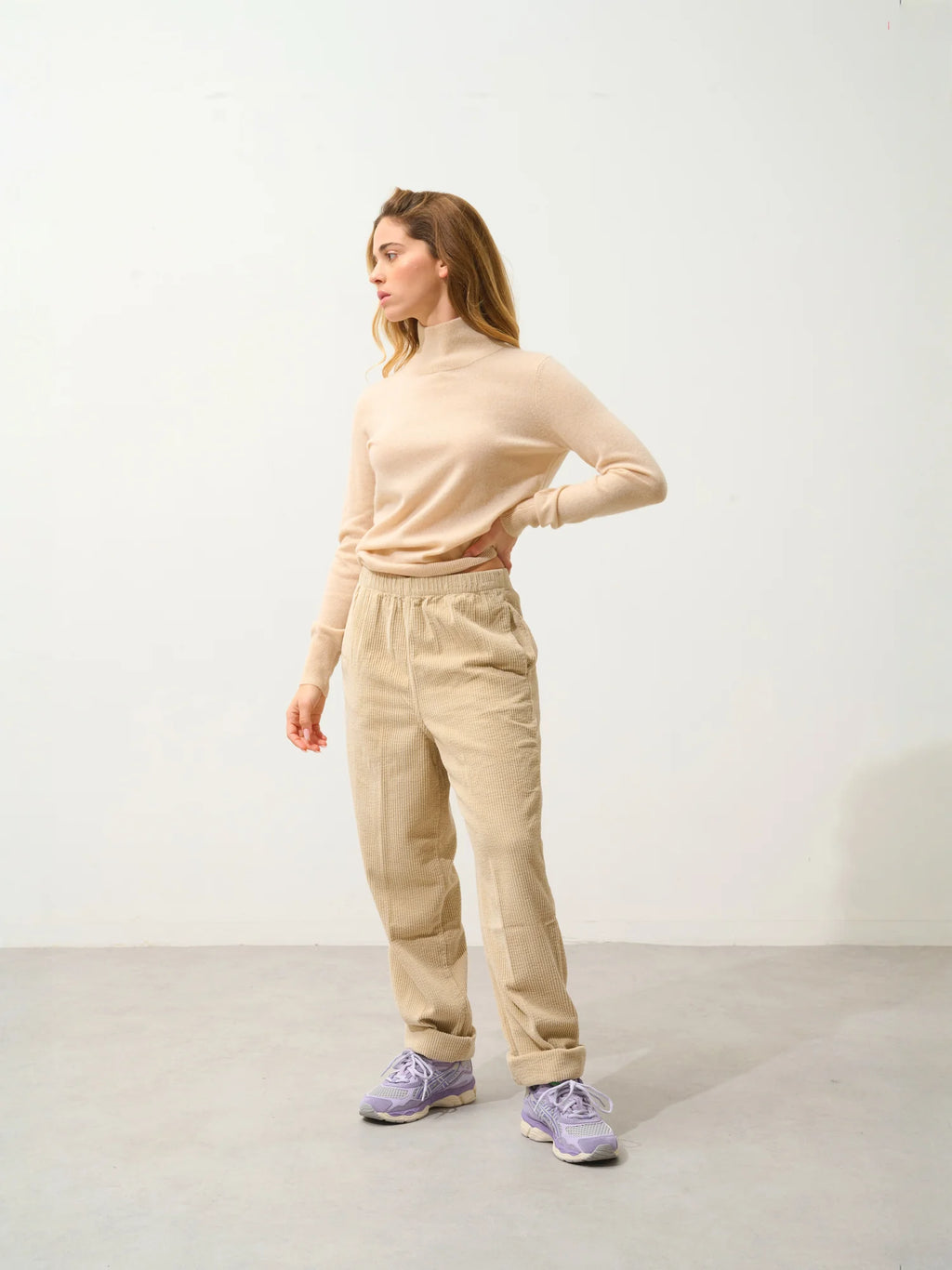 EILEEN pullover stehkragen sand