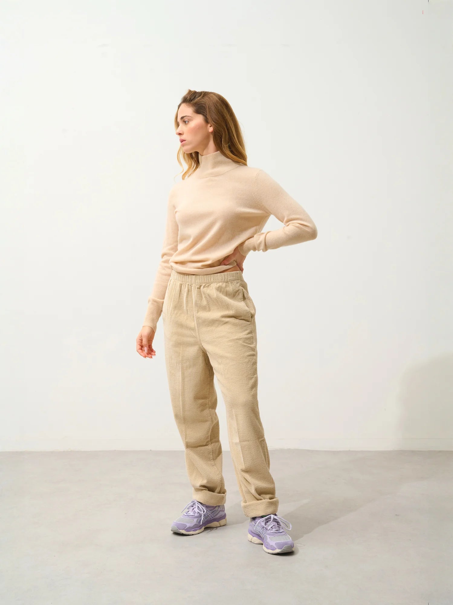 EILEEN pullover stehkragen sand