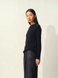 ASSIA pull col montant boutons poignets noir