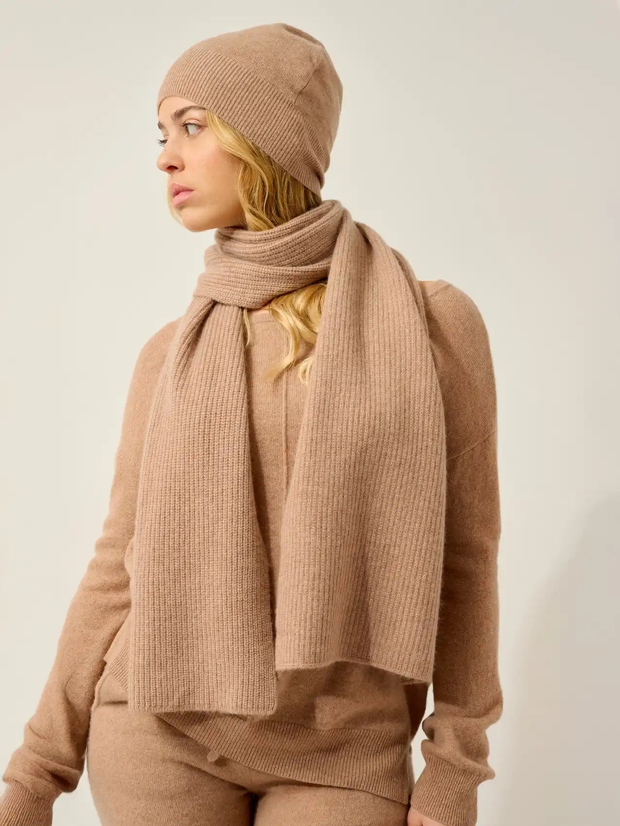 APOLLINE Scarf 4 Ply Heather Camel