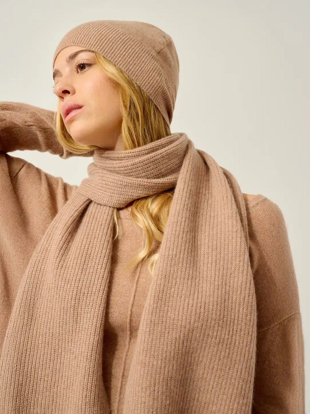 APOLLINE Scarf 4 Ply Heather Camel