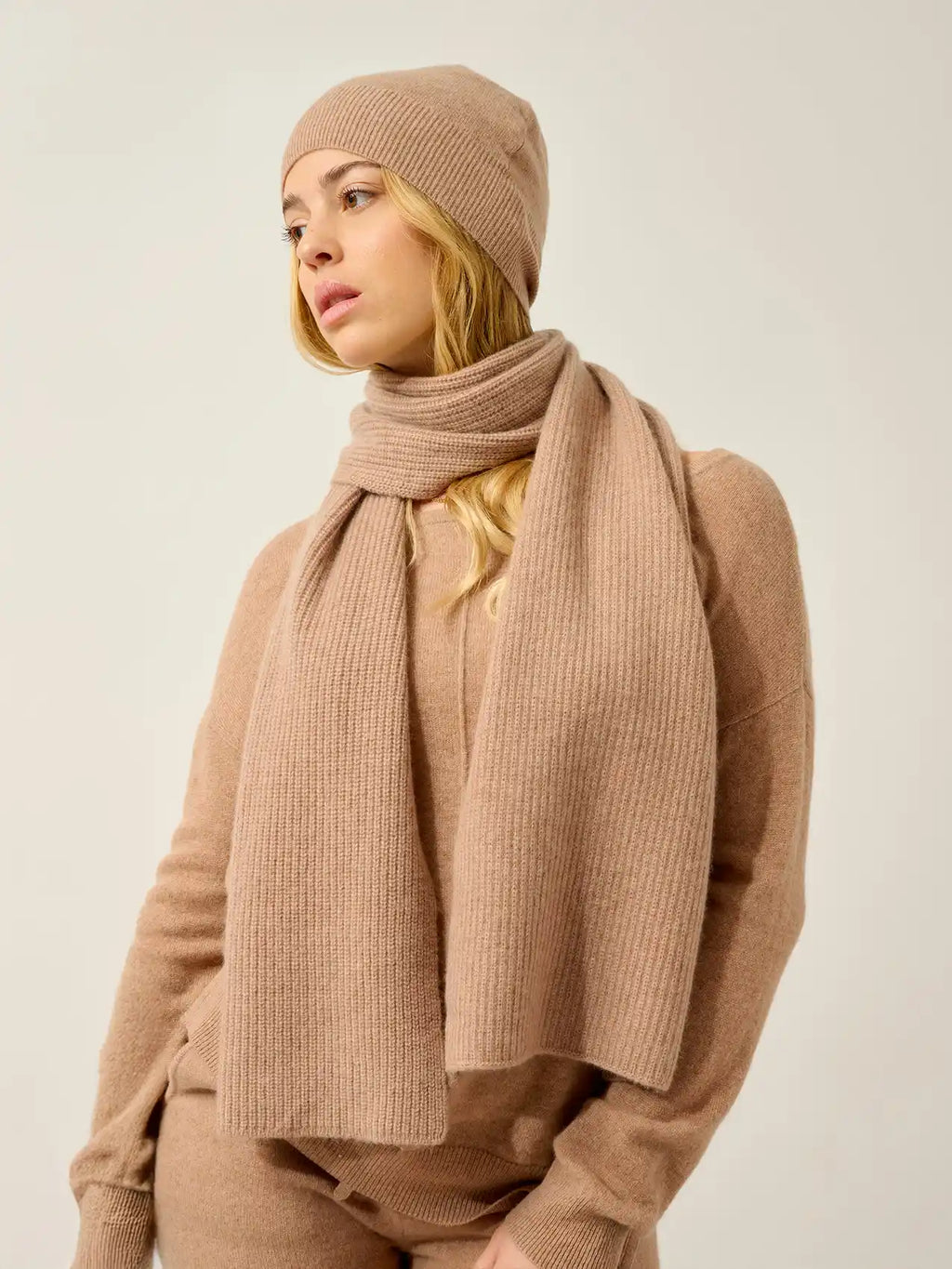 APOLLINE Scarf 4 Ply Heather Camel