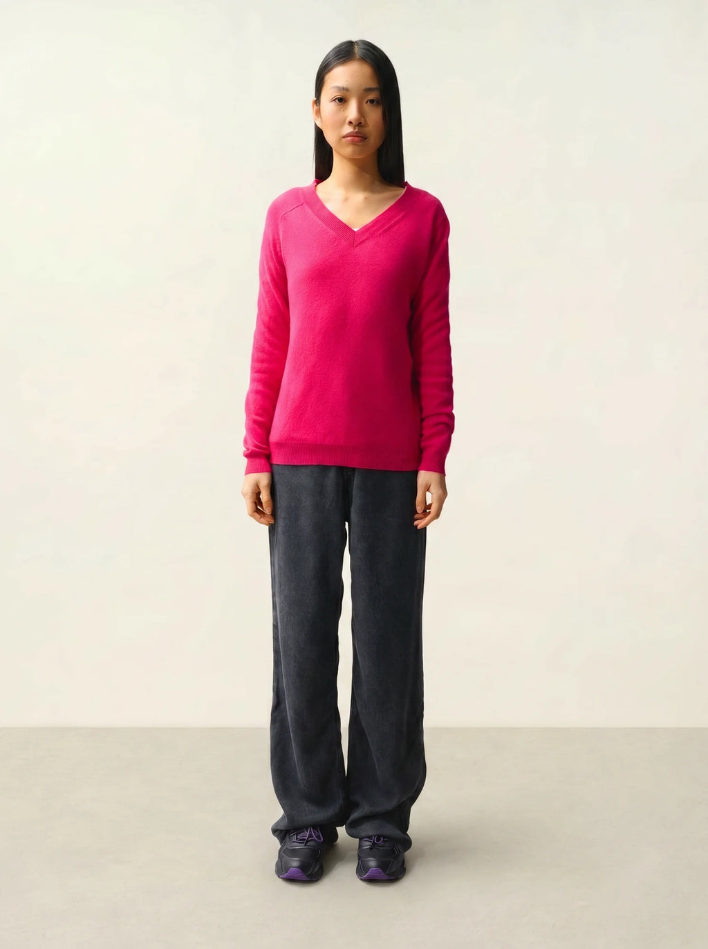 SAVANNAH pull col V fuchsia