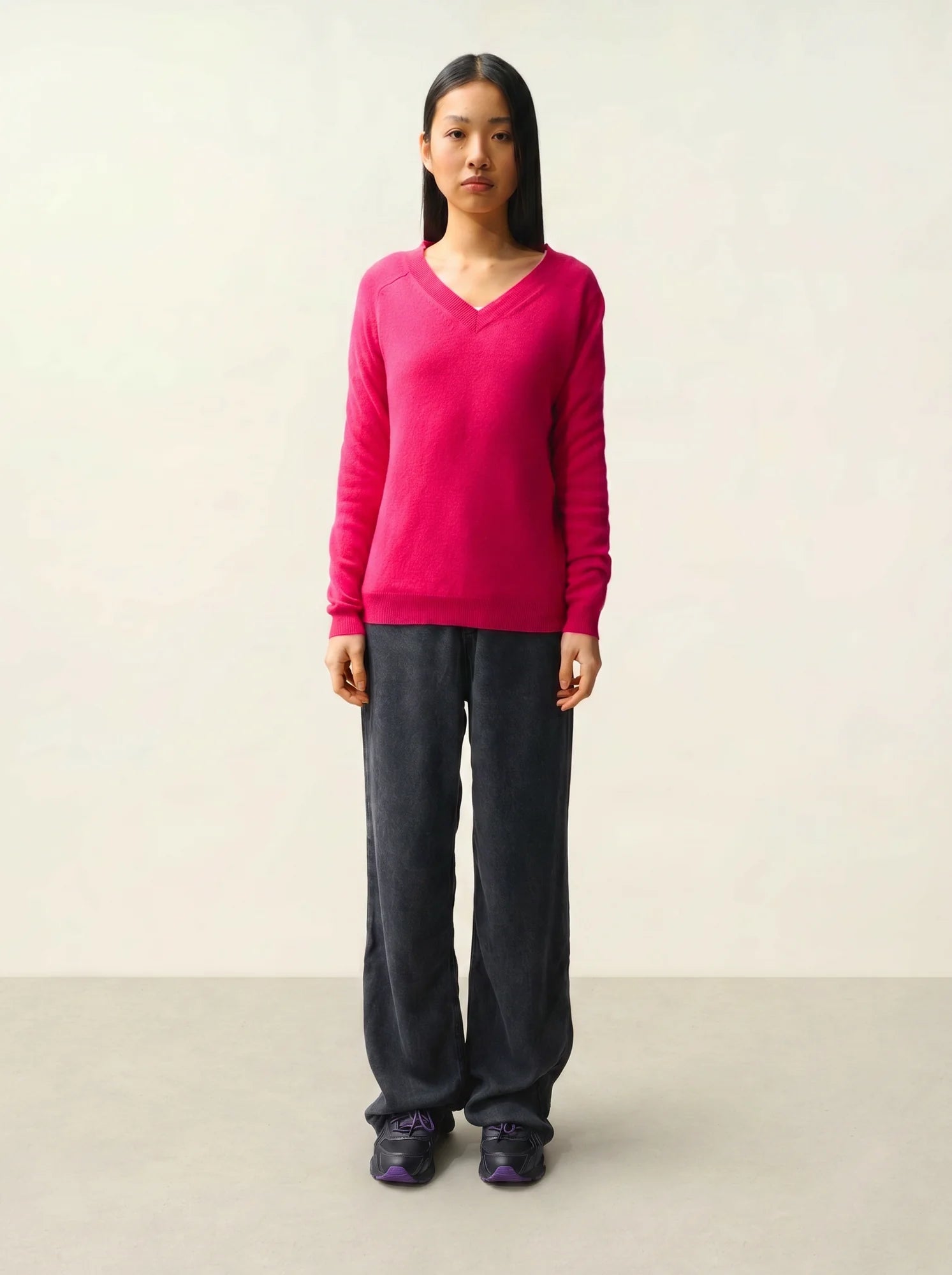 SAVANNAH pull col V fuchsia