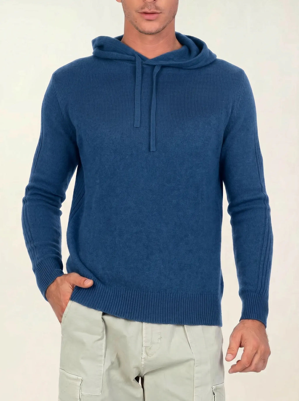 BENDT pullover mit kapuze 4-fädig blau meliert