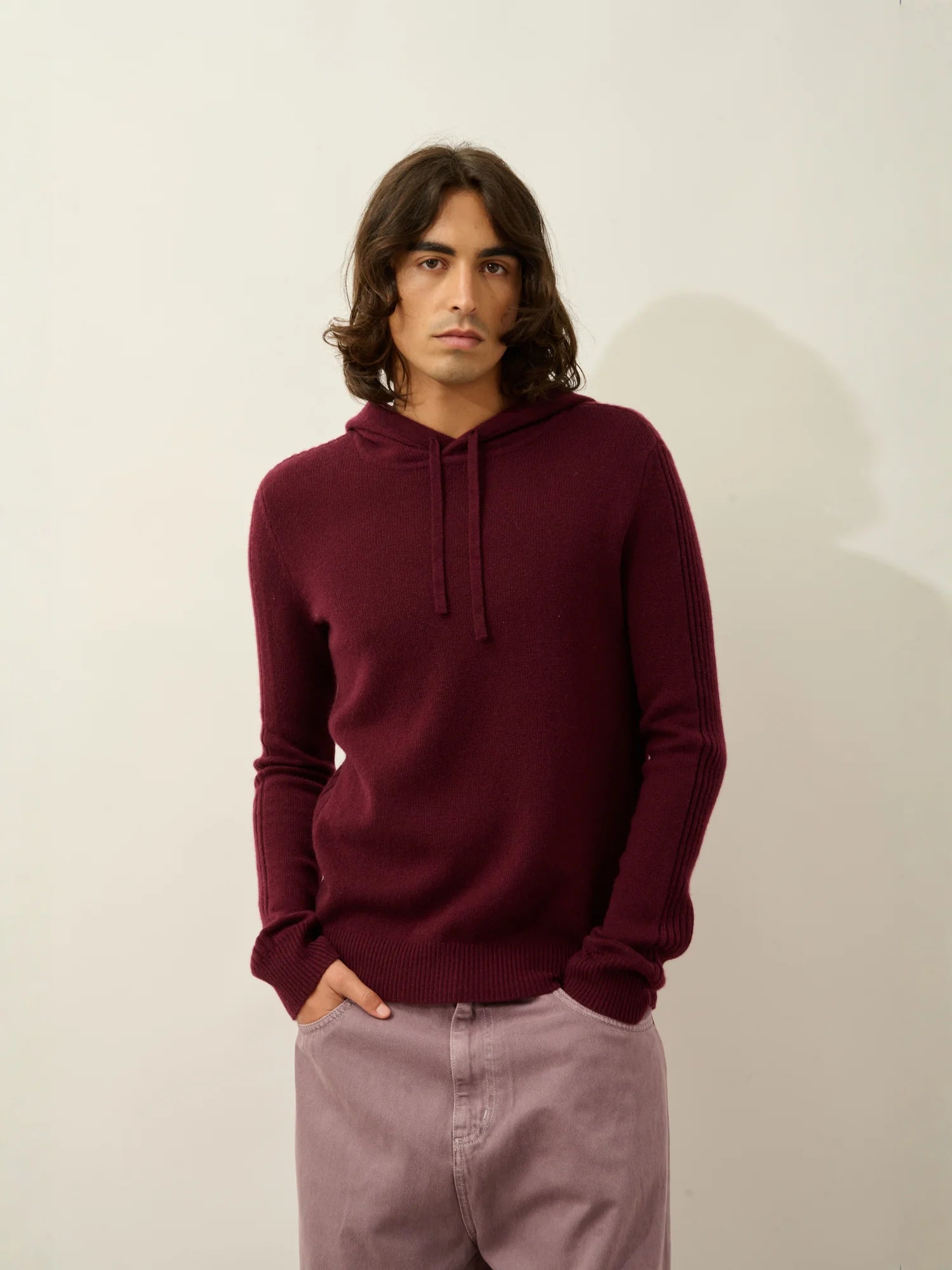 BENDT pullover mit kapuze 4-fädig brombeere