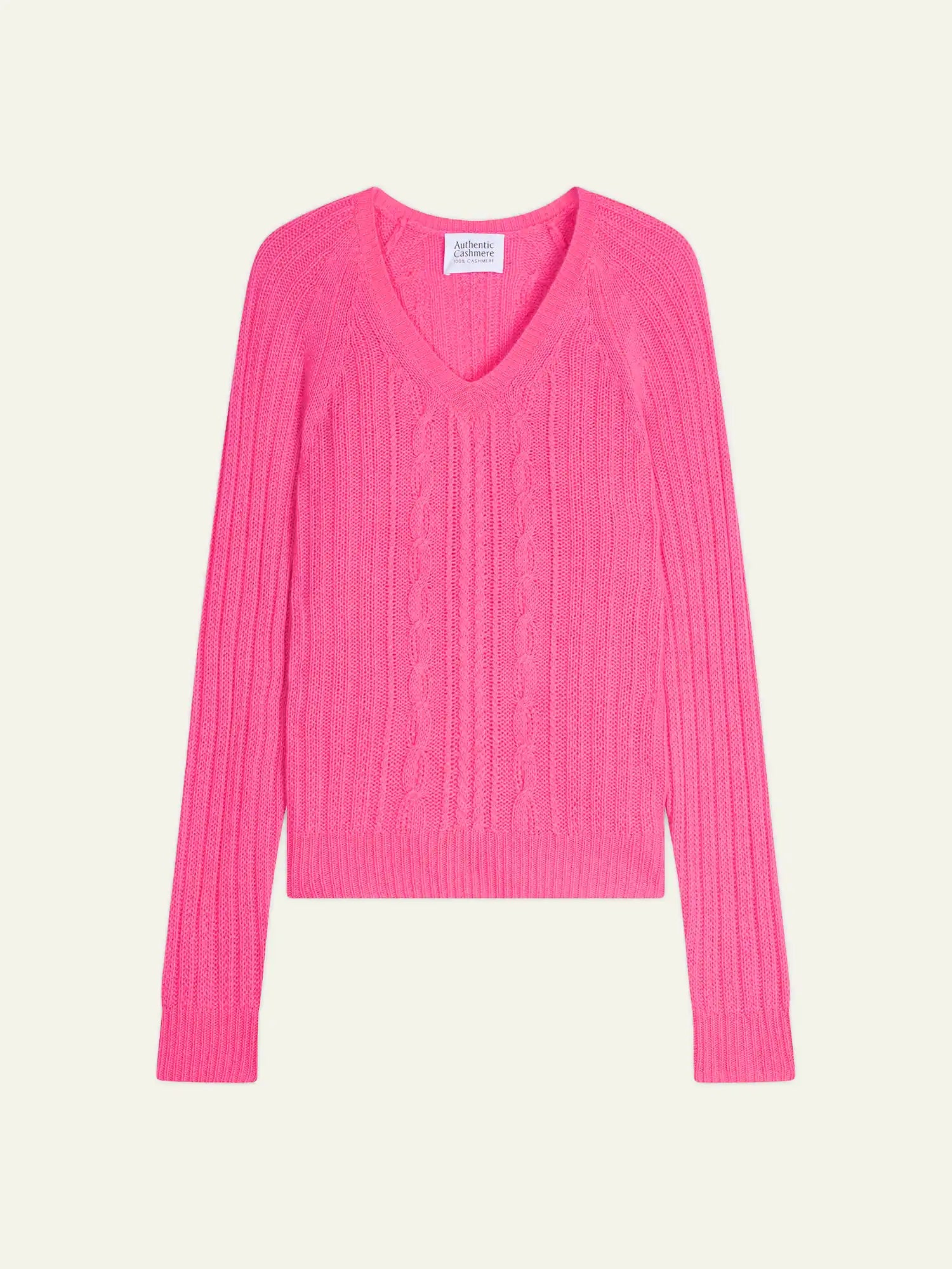 INDIRA pullover v-ausschnitt 6-fädig rosa neon