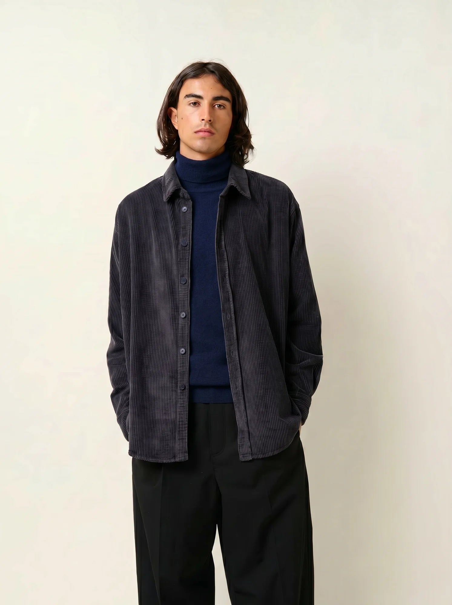 KUNDUM sweater mock neck navy