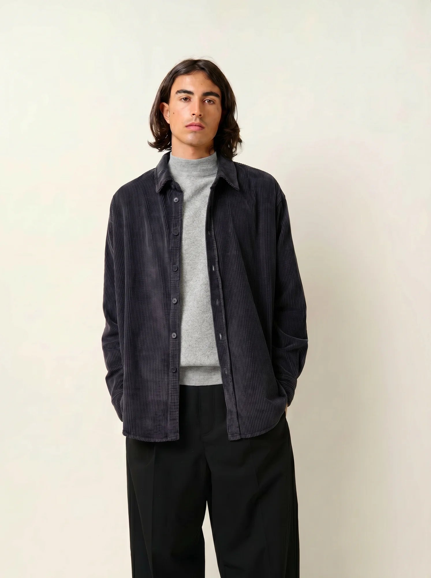 KUNDUM sweater mock neck heather cloud