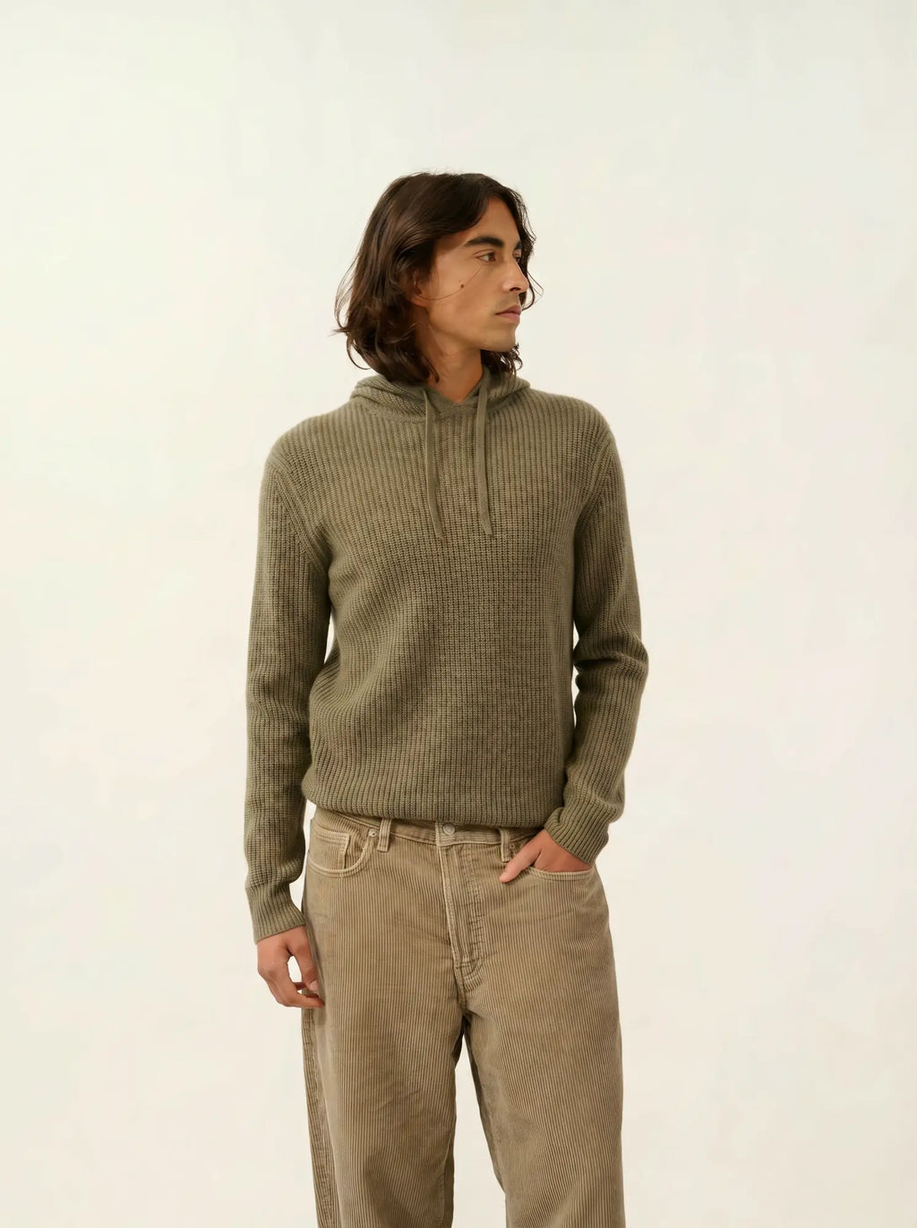 MIDA pullover mit kapuze 4-fädig armeegrün