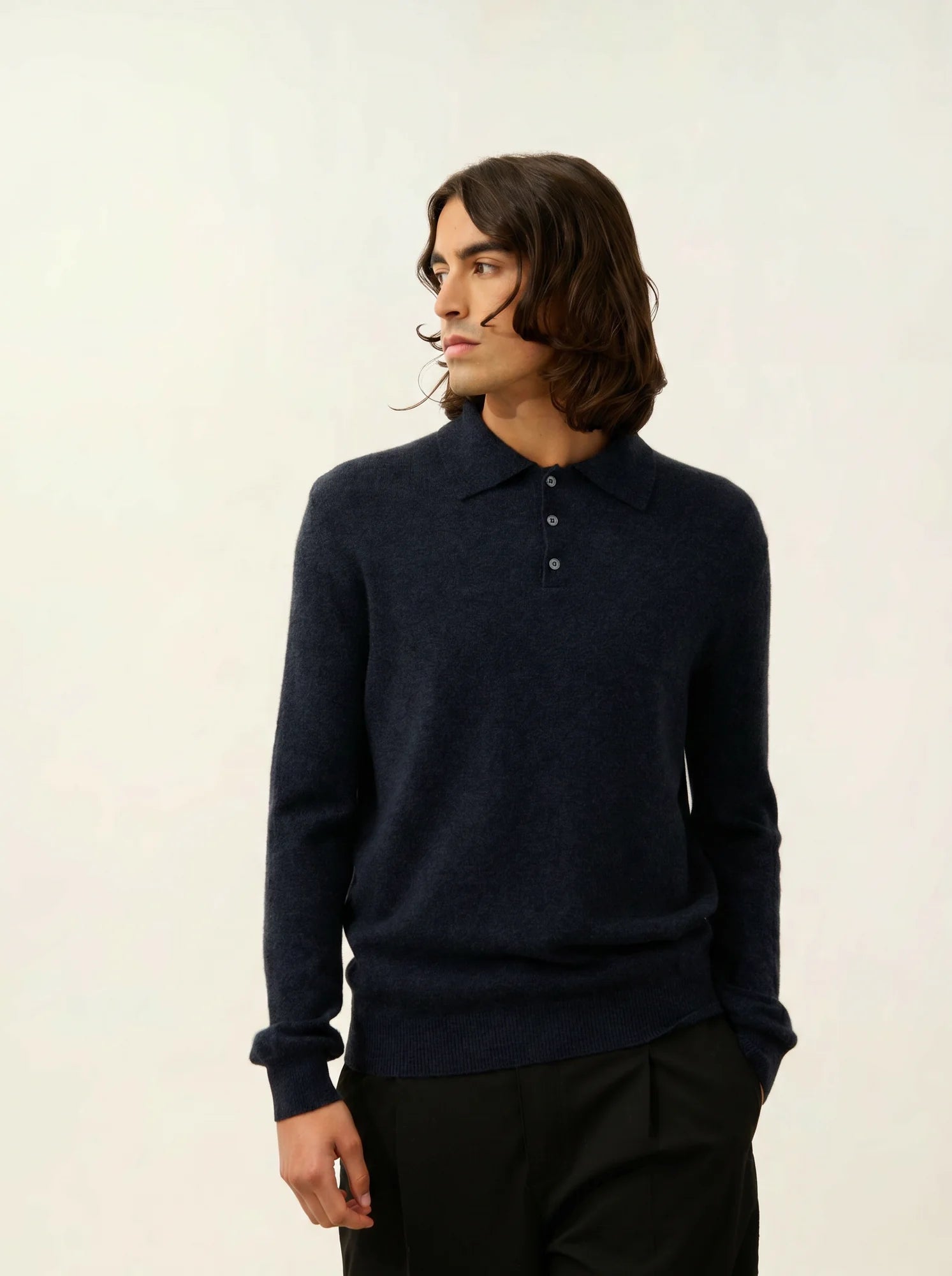 CHARVET polo manches longues caviar