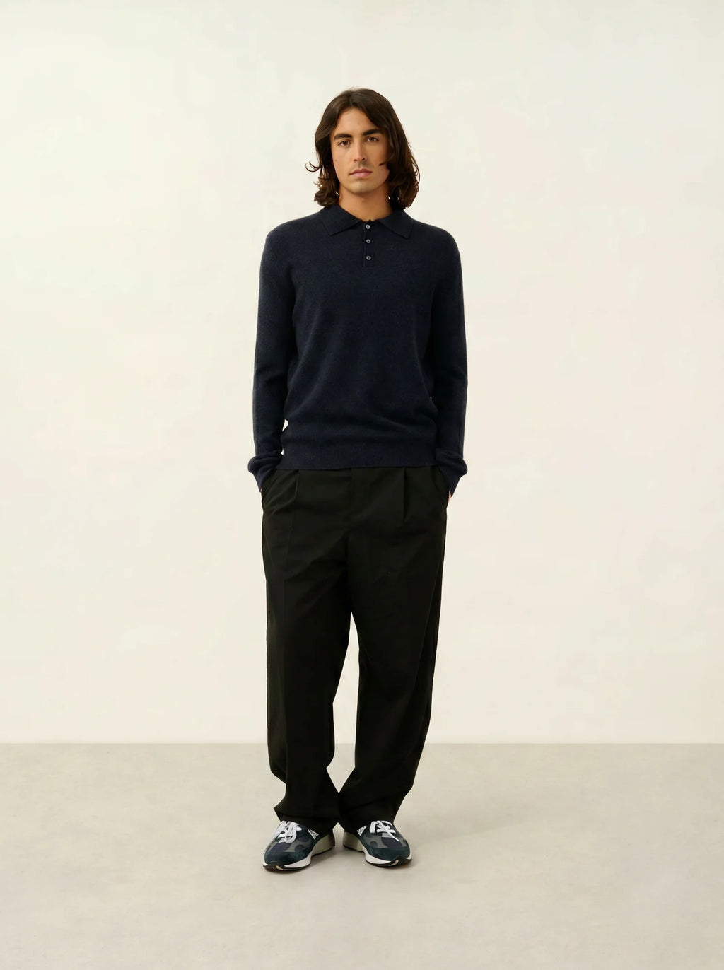 CHARVET polo manches longues caviar