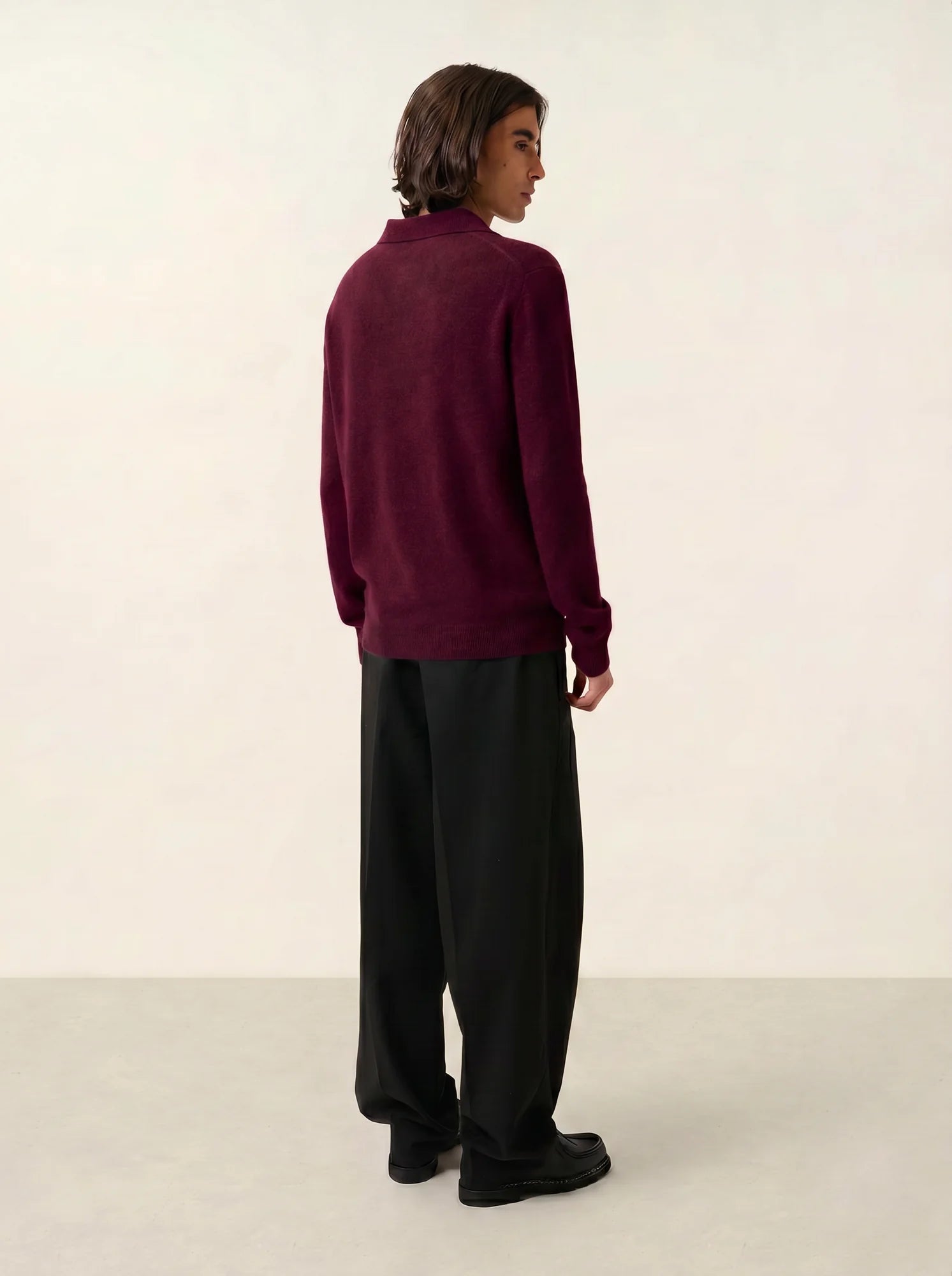 CHARVET polo manches longues mûre
