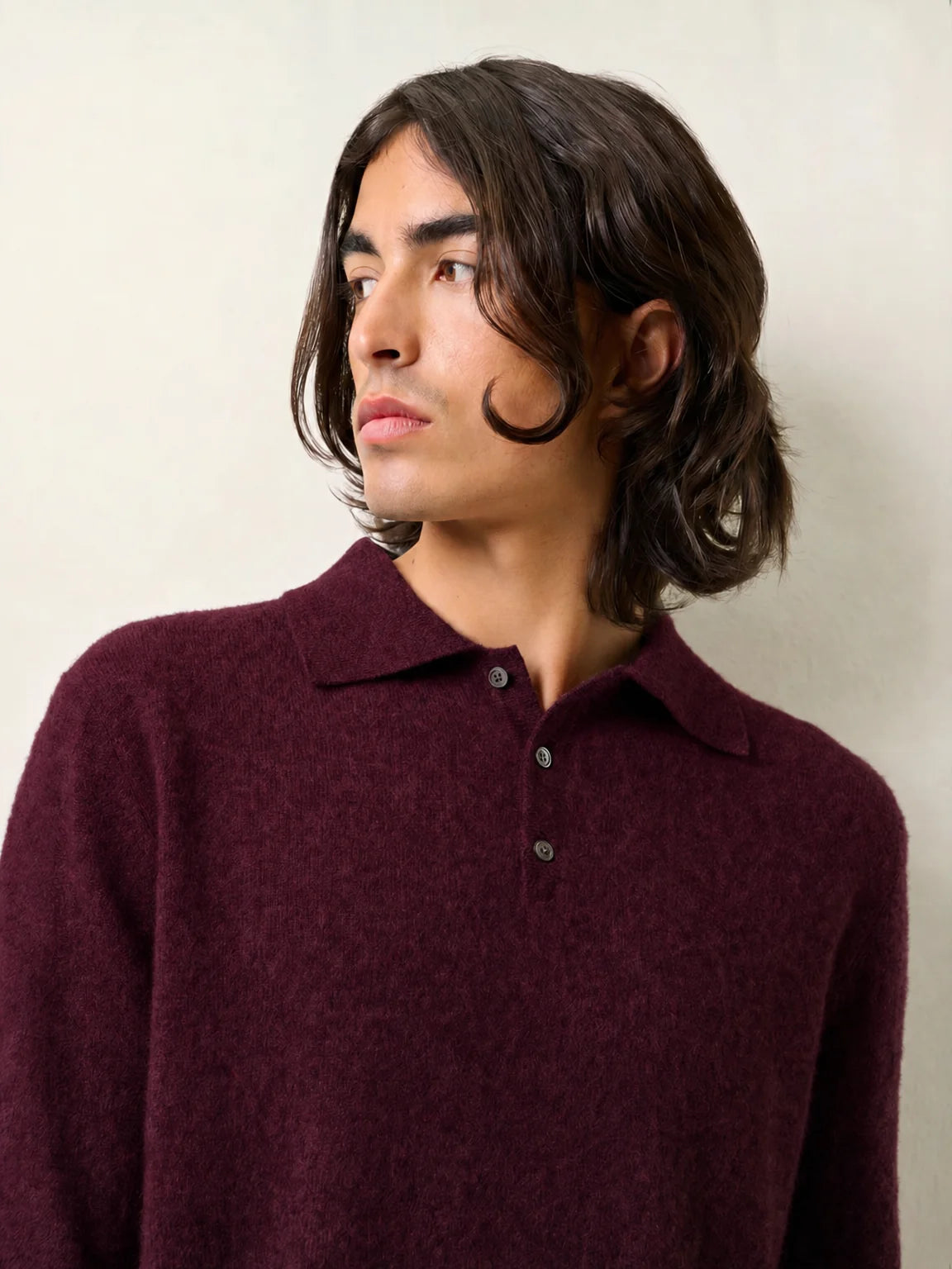CHARVET polo manches longues mûre