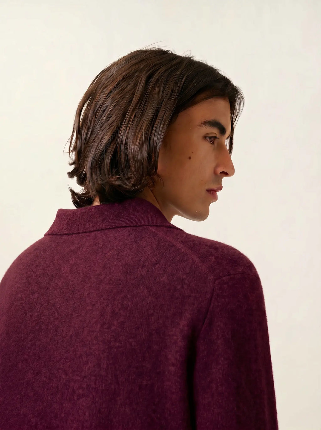 CHARVET polo manches longues mûre