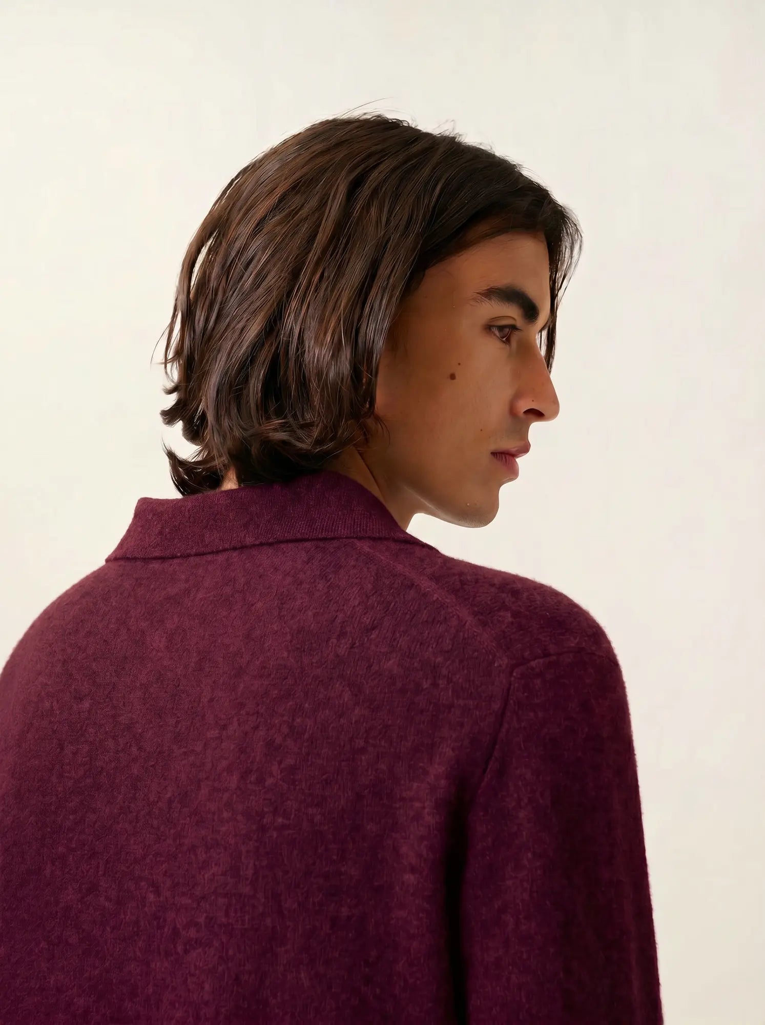 CHARVET polo manches longues mûre